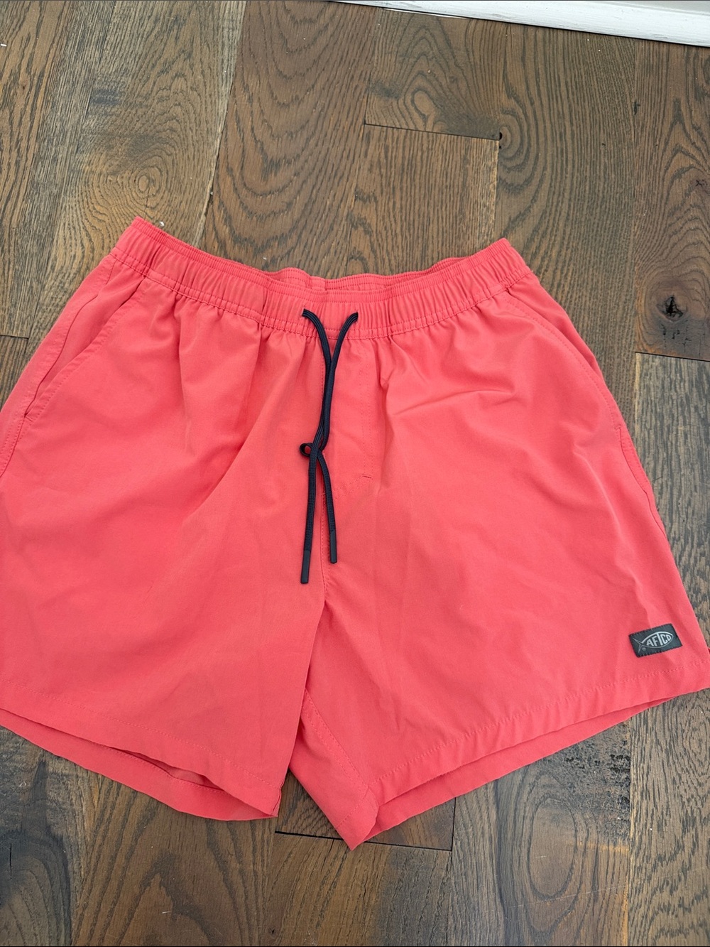 AFTCO Coral Swim Trunks with Navy Drawstring